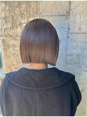 ブリーチ無しグレージュ　グレージュカラー　小顔ボブ