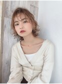 メンズライク×前髪パーマ×フレンチカジュアル×グレーベージュ