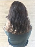 20代30代40代くせ毛パーマ風アッシュグレージュ透明感セミディ