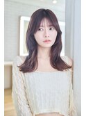 大人かわいい前髪セシルカットココアブラウンフリンジウェーブ