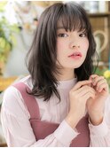 ★シースルーバング黒髪アッシュ抜け感くびれヘア10代20代★1
