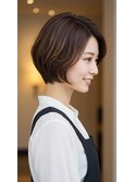 ショートボブ/30代ショートボブ/30代ボブ/白髪ぼかし/ヘッドスパ