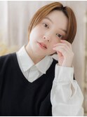マロンベージュ前髪なし小顔ショートマッシュa上尾20代30代40代