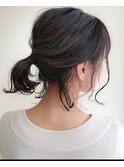 【白髪染め】ダークブラウンポニーテールアレンジで白髪もカバー