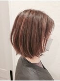 ハイライト×ベージュ×ボブ