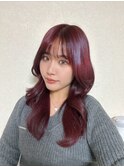 ブリーチなしWカラーで可愛くなれるワインレッド