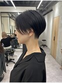 大人可愛い20代30代40代黒髪前下がりショートボブ丸みショート◎