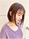 ストレートボブ/抜け感ヘア／柔らかブラウン