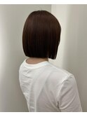 オレンジブラウン×切りっぱなしボブ