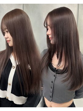 ベレーザ 渋谷(BELEZA) 15354黒髪グレージュ髪質改善レイヤーワンカール韓国ストレート