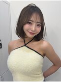 ココア/オリーブグレー/クラゲヘアー/内巻きレイヤーボブ