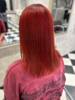 キャパ セントラル 天神 大名店(CAPA central) ブリーチダブルカラー オレンジレッド セミロング 暖色カラー