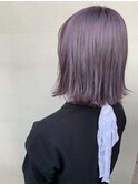 ピンク　パープル　グレイ　切りっぱなしボブ