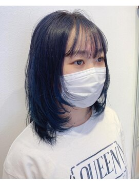 ネオヘアー 曳舟店(NEO Hair) レイヤーカット/ブルーカラー/顔まわりレイヤー/ブリーチ/曳舟