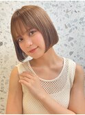 韓国ヘア タッセルボブ ミニボブ 内巻き ベージュアッシュ