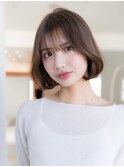 韓国風くびれボブ/マロンベージュ/大人かわいい/前髪あり