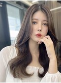オリーブグレージュ/透明感カラー/色気ある韓国くびれヘア