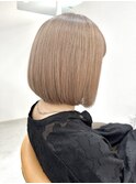 白髪活かしシフォンベージュボブ_ハッシュカット_フルバング