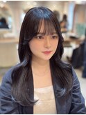 暗髪グレージュ韓国レイヤーカット髪質改善