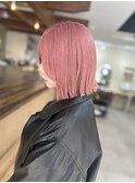 切りっぱなしボブ/ピンクベージュ