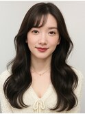 顔まわりレイヤー 艶カラー 暗髪 韓国風 髪質改善 福岡美容室