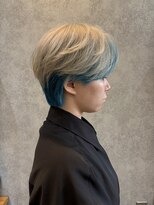 エーアイ 駒込店(Ai)&nbsp;センターパート×ブロンド×ターコイズブルー