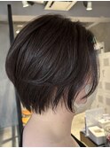 調布束感ショートくびれショートボブショコラブラウンカラー