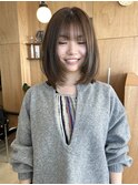 ミディアムレイヤーウルフハッシュカットココアブラウン