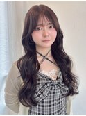 ロングレイヤー 顔周りカット 暗髪 ダークパープル 髪質改善