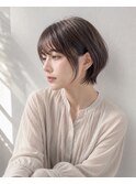 グレージュブラウン×ショートボブ