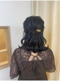 ボブハーフアップ　参列ヘア　二次会ヘア　デートヘア