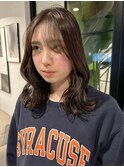 ミディアム顔周りレイヤーおくれ毛前髪万代新潟