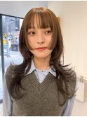 ロングウルフレイヤー姫カット前髪あり♪ブリーチなしWカラー