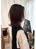 結べる大人ミディアムレイヤー×ピンクアッシュ