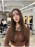 20代30代外国人風シースルーレイヤーカットダークグレージュ