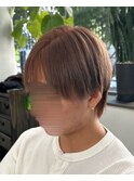フェザーパーマ/グレーブルーカラー／刈り上げショートパンク