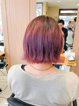 フレイムス ヘアアンドリラックス 赤羽店(Frames hair&relax) ブリーチなしダブルカラーチェリーレッド赤髪暖色