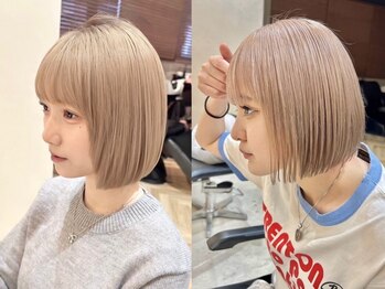 HIBIO【ヒビヲ】天神警固/ブリーチ/ダブルカラー/レイヤーカット/ボブ【4月15日OPEN】の写真/20~30代女性に人気の切りっぱなしボブやミニボブなど、毎日簡単に可愛くなれるヘアデザインをご提案*