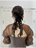 ヘアアレンジ/ヘアセット/編みおろし/ポニーアレンジ