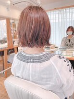 ネオリーブアイム 横浜西口店(Neolive aim)&nbsp;ピンクベージュ　ぱつっと切りっぱなし外ハネボブ【近藤】横浜