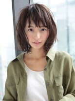 髪質改善ココアブラウン大人ハイライト前髪　用賀