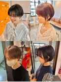 大人可愛い20代30代40代黒髪前下がりショートボブ丸みショート◎