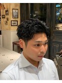 【LUDLOW BLUNT】ツーブロック 黒髪パーマ アップバング