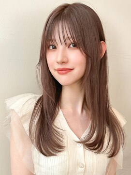 ルエ(rue) ミディアムレイヤーカットストレートロングウルフカットベージュ