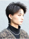 ソフトツイストパーマショートセンターパート韓国ウルフ