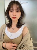 韓国ヘアーハッシュカットレイヤーカットグレージュブリーチ無し