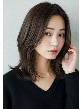 アントワープトーキョー(antwerp TOKYO) 30代40代外ハネミディアムレイヤー髪質改善白髪染めハイライト