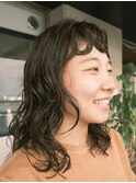 セミロングパーマ/カーキーブラウン