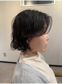 ドライパーマゆるめパーマウルフパーマミディアムパーマ銀座暗髪