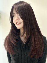 ビューシンサイバシ(VIEW SHINSAIBASHI)&nbsp;ロングレイヤーカット前髪イメチェンボルドーカラー10代20代30代